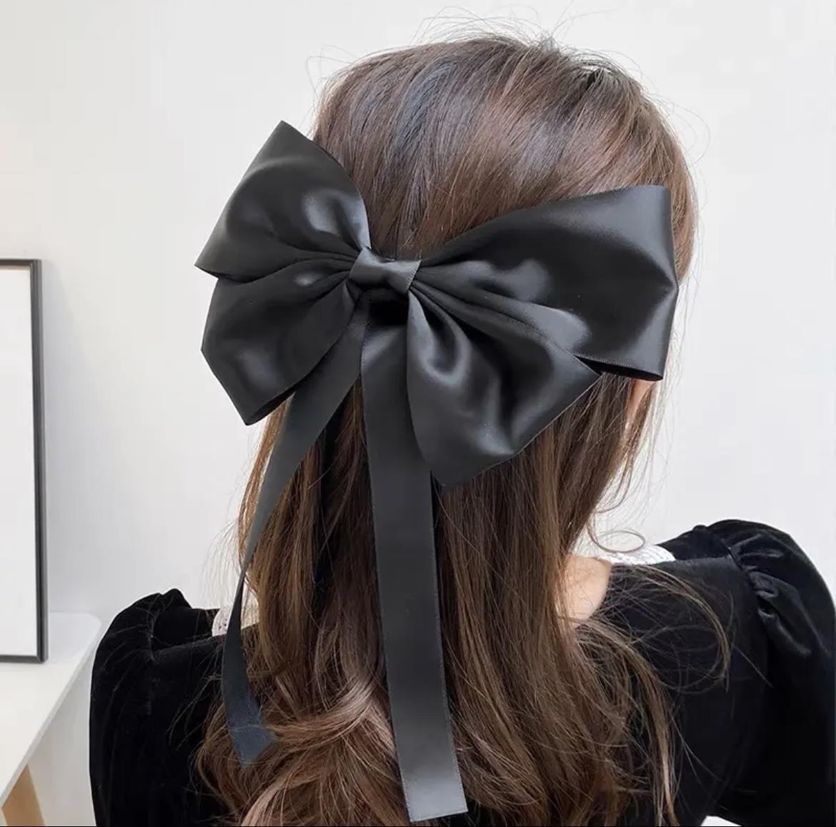 Long ribbon hair bow clip for girls