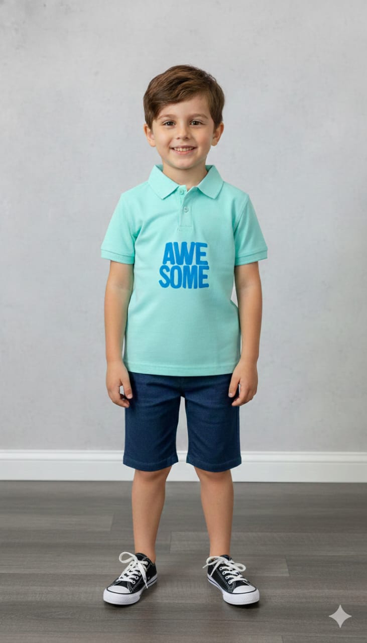 Casual Style Written Awesome In Shirt With Jeans Style Short For Boys & Girls