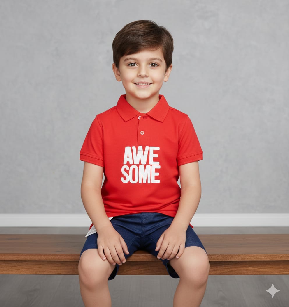 Casual Style Written Awesome In Shirt With Jeans Style Short For Boys & Girls
