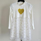 Heart printed mesh cotton full sleeve frock for girls