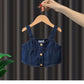 Girls clothing jeans vest+pant and shirt three piece dress for girls