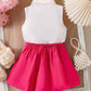 Kids fashion flower decorated lapel top + pleated skirt two-piece dress for girls