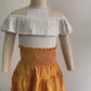 Off shoulder ruffle top shirt elastic waist + hair Band dress 3 piece dress for girls