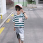 Baby clothing half sleeve shirt with jeans short 2 piece set for boys